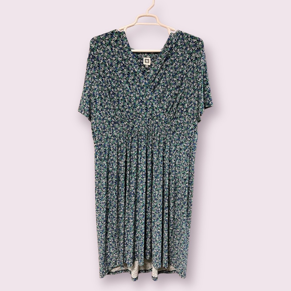 Anne Klein Women’s Blue / Green Floral Midi Dress Size 2X